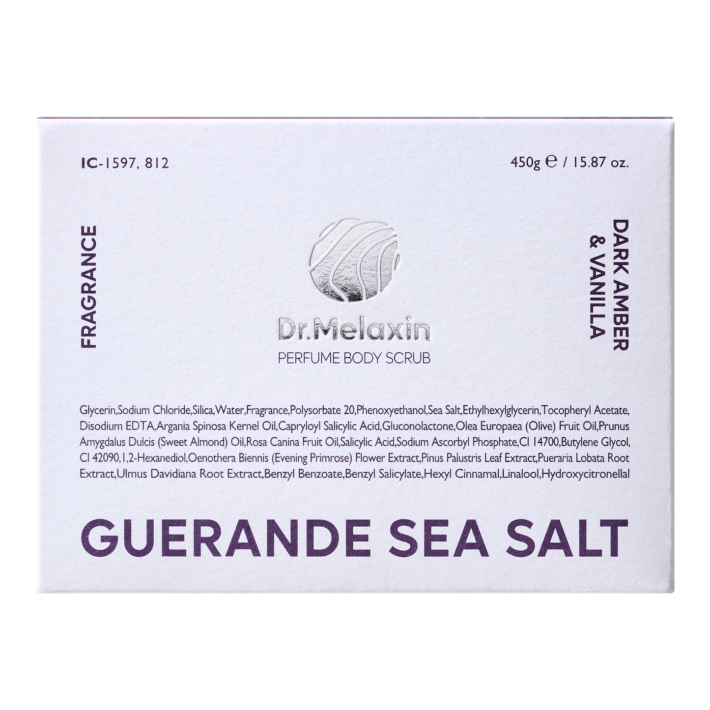 Dr.Melaxin Guerande Sea Salt Perfume Body Scrub Dark Amber & Vanilla 450g (x30) (Bulk Box)